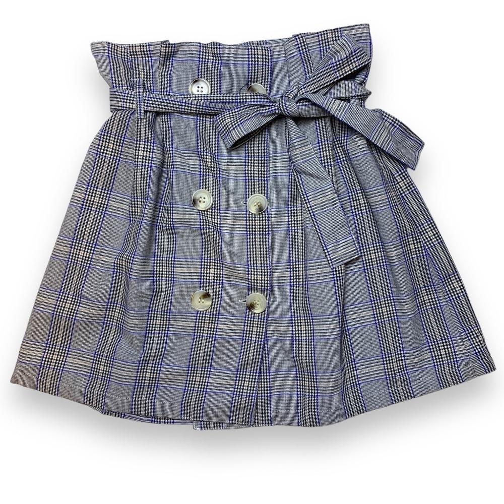 Small Plaid Pleated Skirt High Rise Button Bow Tie Mini School Girl Skirt 🌻